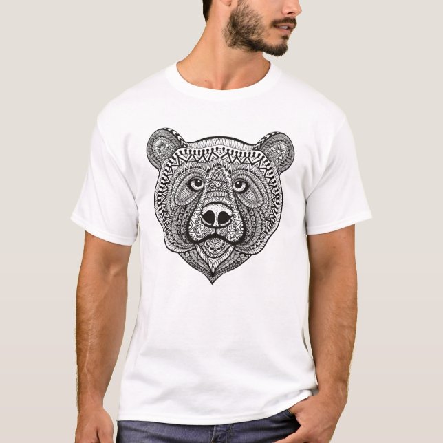 Inspirerat björnansikte t-shirt (Framsida)