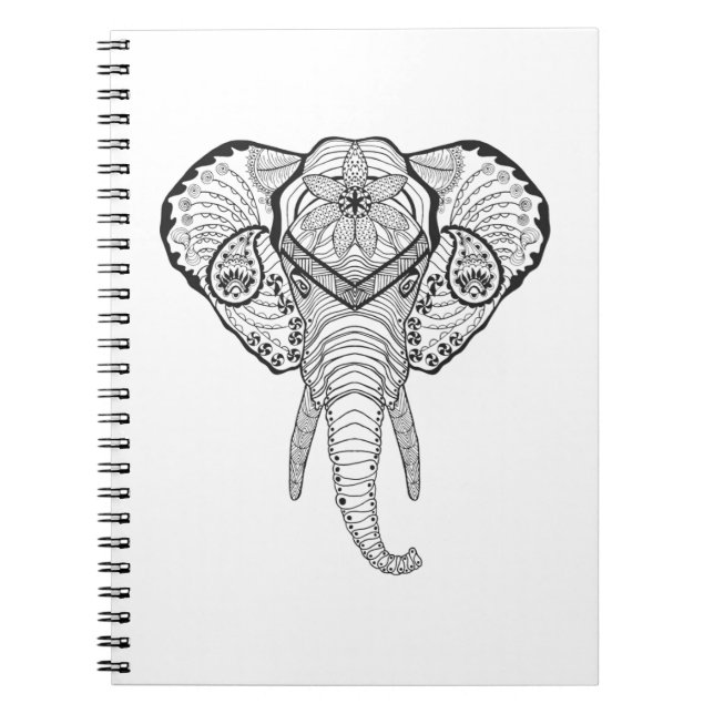 Inspirerat elefanthuvud anteckningsbok med spiral (Framsidan)
