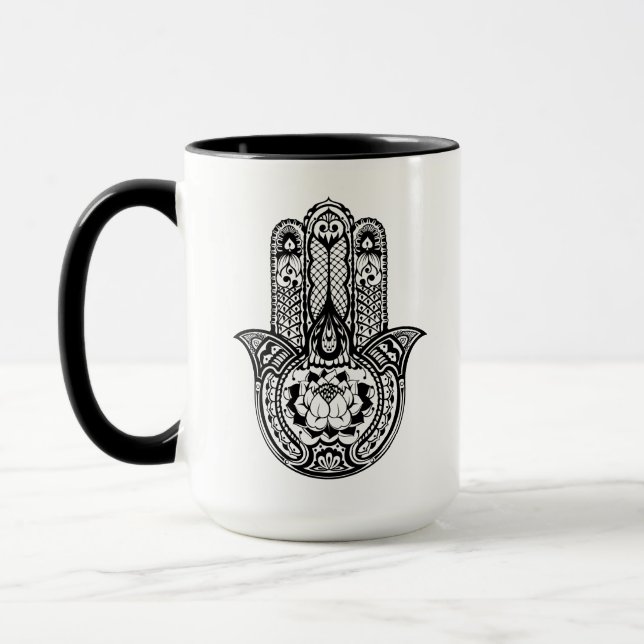 Inspirerat Hamsa symbol Mugg (Vänster)