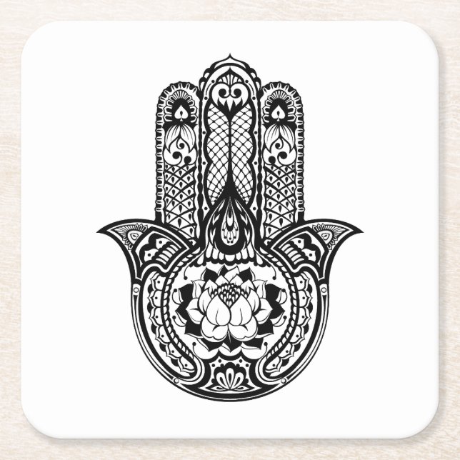 Inspirerat Hamsa symbol Underlägg Papper Kvadrat (Framsidan)