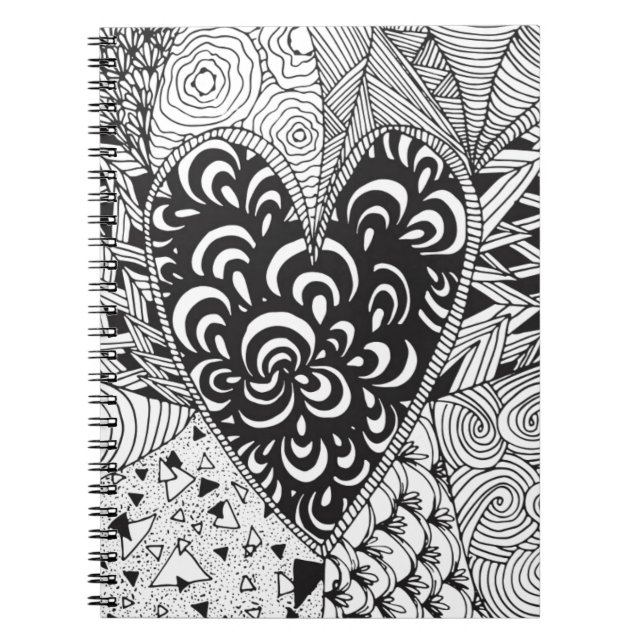 Inspirerat hjärta doodle anteckningsbok med spiral (Framsidan)