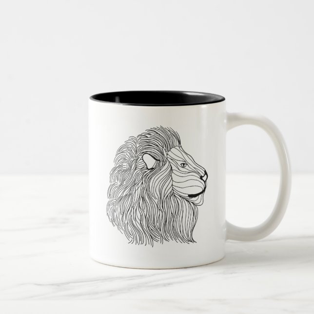 Inspirerat lejont huvud 5 Två-Tonad mugg (Höger)