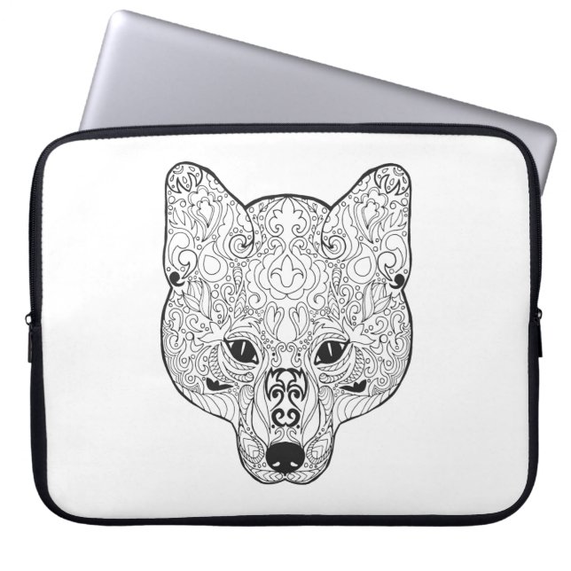 Inspirerat rävhuvud laptop sleeve (Framsidan)