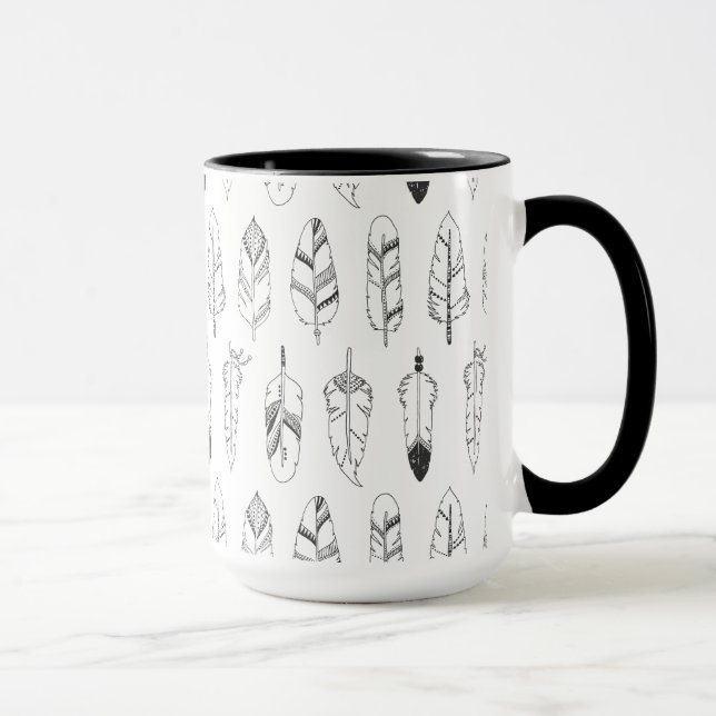Inspirerat Retro fjädermönster Mugg (Höger)