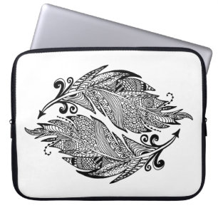 Inspirerat skissa av fjädrar laptop fodral