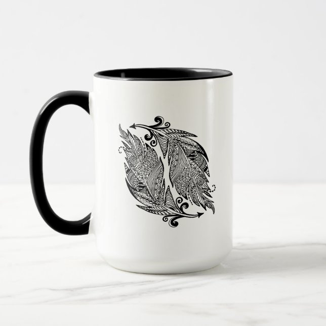 Inspirerat skissa av fjädrar mugg (Vänster)