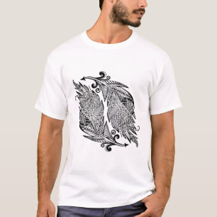 Inspirerat skissa av fjädrar tee