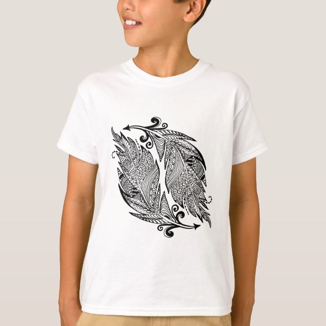 Inspirerat skissa av fjädrar tee (Framsida)