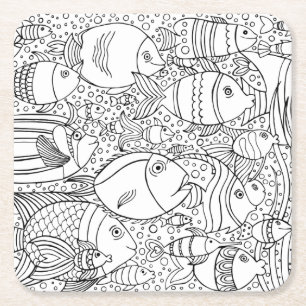 Inspirerat skola av fisk underlägg papper kvadrat