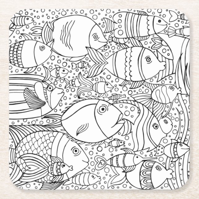 Inspirerat skola av fisk underlägg papper kvadrat (Framsidan)