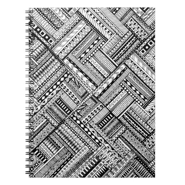 Inspirerat stam- konstmönster anteckningsbok med spiral (Framsidan)