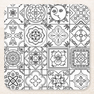 Inspirerat Talavera mönster Underlägg Papper Kvadrat