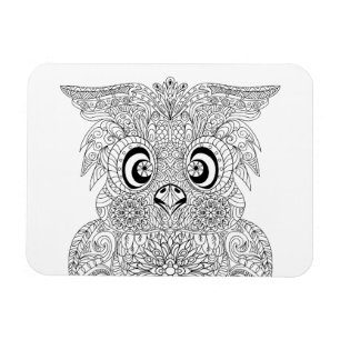 Inspirerat ugglaporträtt magnet