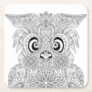 Inspirerat ugglaporträtt underlägg papper kvadrat