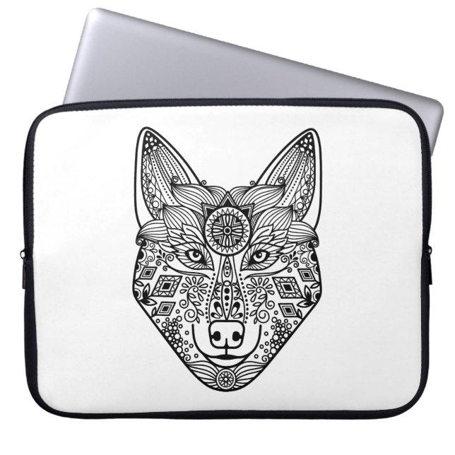 Inspirerat varghuvud laptop sleeve (Framsidan)