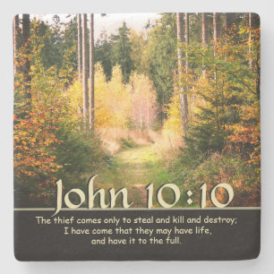 Inspiring Bible Verse John 10 10 Autumn Väg Underlägg Sten