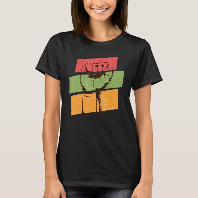 Inspiring Black Leaders Power Fist Hand Black Hist T Shirt (Framsida)