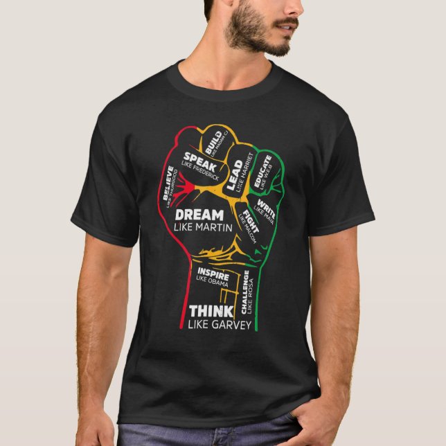 Inspiring Black Leaders Power Fist Hand Black Hist T Shirt (Framsida)