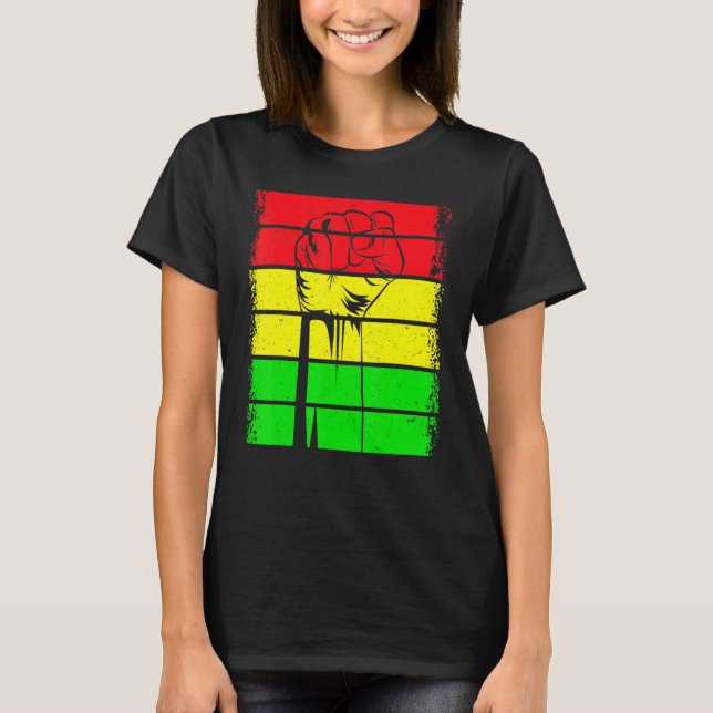 Inspiring Black Leaders Power Fist Hand Black Hist T Shirt (Framsida)