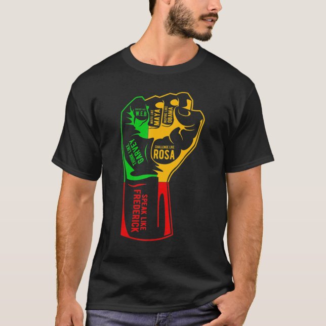 Inspiring Black Leaders Power Fist Hand Black Hist T Shirt (Framsida)