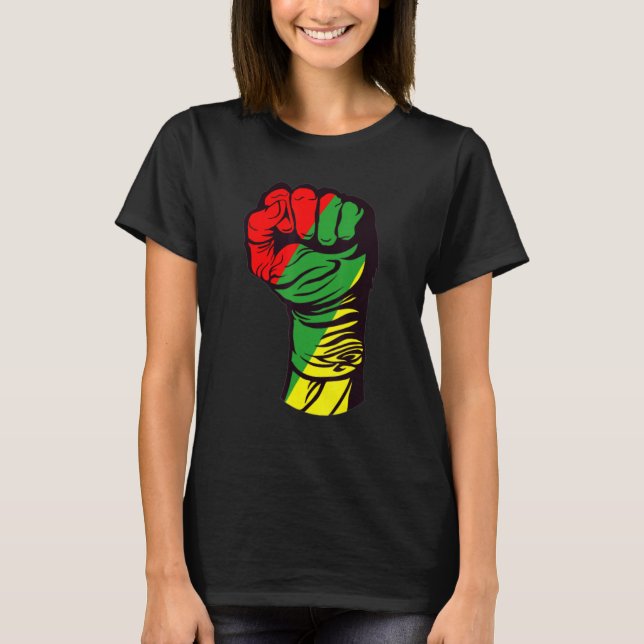 Inspiring Black Leaders Power Fist Hand Black Hist T Shirt (Framsida)