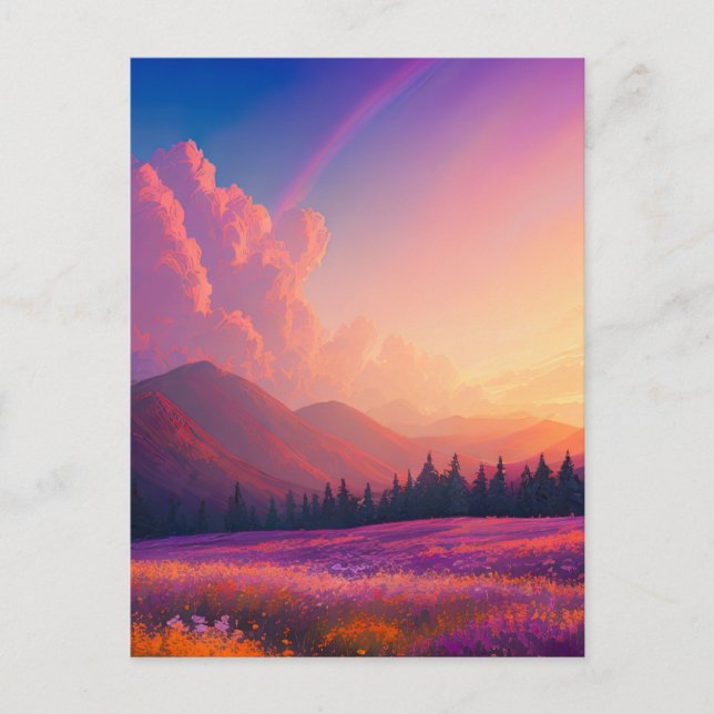 Inspiring Dusk i Charming Blommigt Valley Vykort (Framsida)