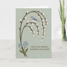 Inspiring Easter Peace Renewal Bluebird Willow Helgkort