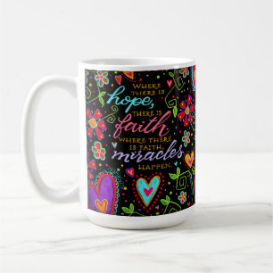 Inspiring Faith Miracles inträffar Blommigt Inspir Kaffemugg