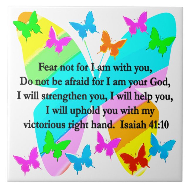 INSPIRING ISAIAH 41:10 BIBLIG VERSE DESIGN KAKELPLATTA (Framsidan)