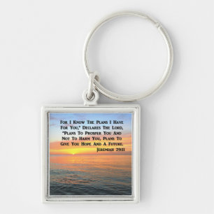 INSPIRING JEREMIAH 29:11 SUNRISE FYRKANTIG SILVERFÄRGAD NYCKELRING