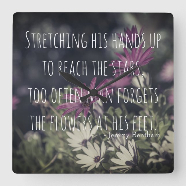 Inspiring Jeremy Bentham Quote Fyrkantig Klocka (Framsida)