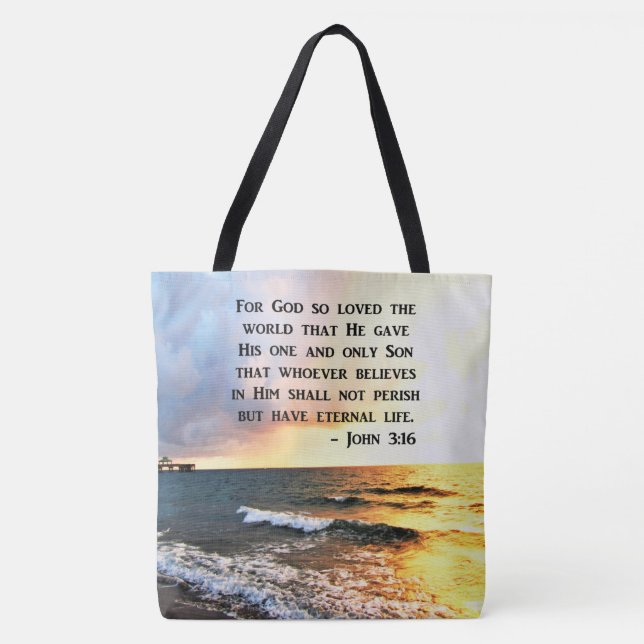 INSPIRING JOHN 3:16 OCEAN PHOTO DESIGN TYGKASSE (Framsida)