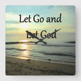 INSPIRING LET GO OCH LET GOD PHOTO FYRKANTIG KLOCKA