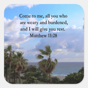 INSPIRING MATTHEW 11:28 SCRIPTURE DESIGN FYRKANTIGT KLISTERMÄRKE