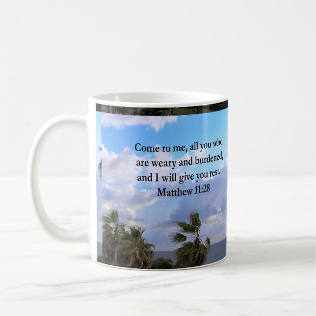 INSPIRING MATTHEW 11:28 SCRIPTURE DESIGN KAFFEMUGG (Vänster)