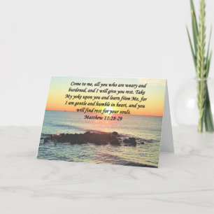 INSPIRING MATTHEW 11:28 SUNRISE PHOTO DESIGN KORT