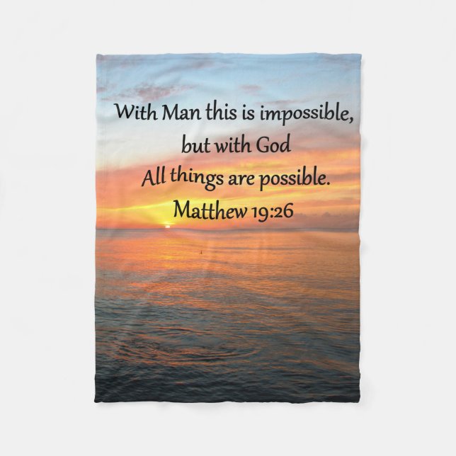 INSPIRING MATTHEW 19:26 SUNRISE DESIGN FLEECEFILT (Framsidan)