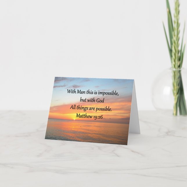 INSPIRING MATTHEW 19:26 SUNRISE DESIGN KORT (Framsida)