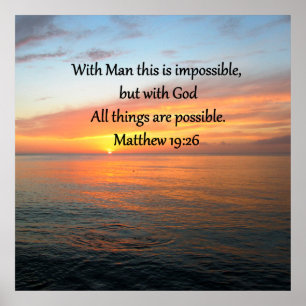 INSPIRING MATTHEW 19:26 SUNRISE DESIGN POSTER