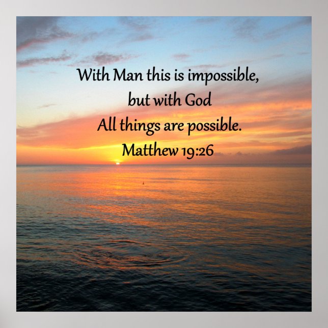INSPIRING MATTHEW 19:26 SUNRISE DESIGN POSTER (Framsidan)