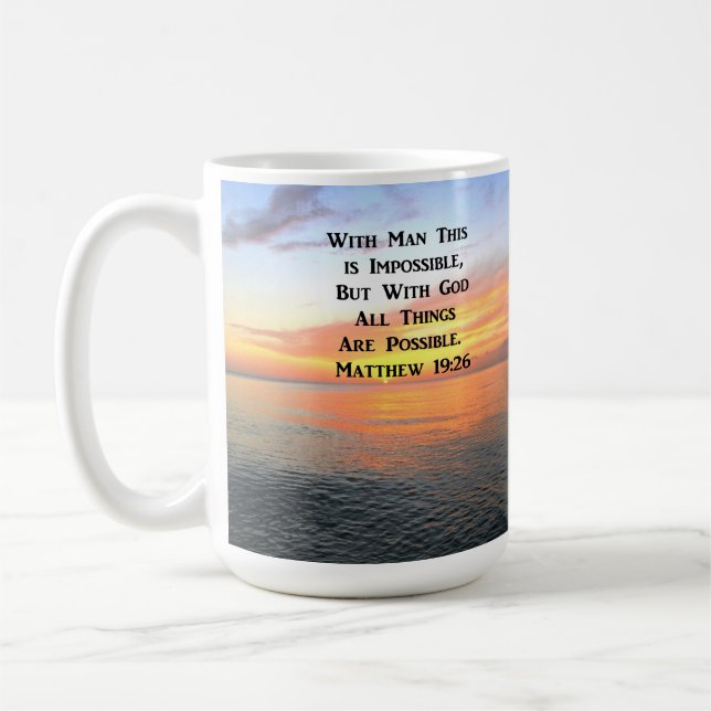 INSPIRING MATTHEW 19:26 SUNRISE PHOTO KAFFEMUGG (Vänster)
