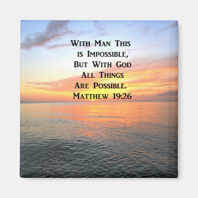 INSPIRING MATTHEW 19:26 SUNRISE PHOTO MAGNET (Framsidan)
