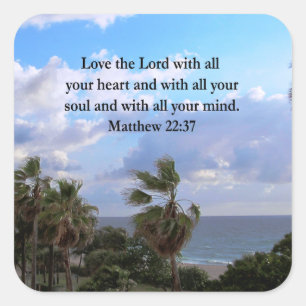 INSPIRING MATTHEW 22:37 SCRIPTURE VERSE FYRKANTIGT KLISTERMÄRKE