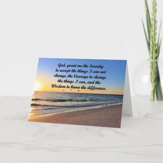 INSPIRING OCEAN SERENITY PRAYER GREETING CARD KORT (Framsida)