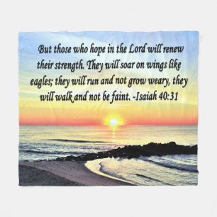INSPIRING OCEAN SUNRISE ISAIAH 40:31 FLEECEFILT