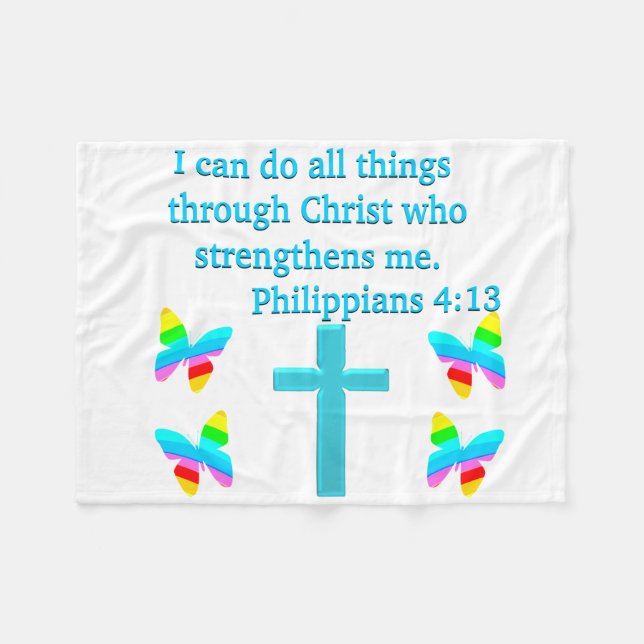 INSPIRING PHILIPPIANS 4:13 DESIGN FLEECEFILT (Framsidan (Horisontell))
