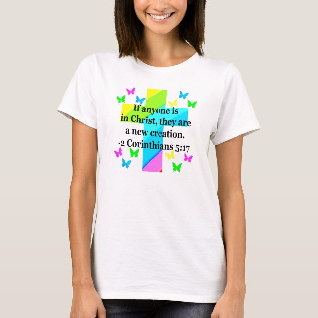INSPIRING RAINBOW KOR 2 CORINTHIAN 5:17 T-SHIRT (Framsida)