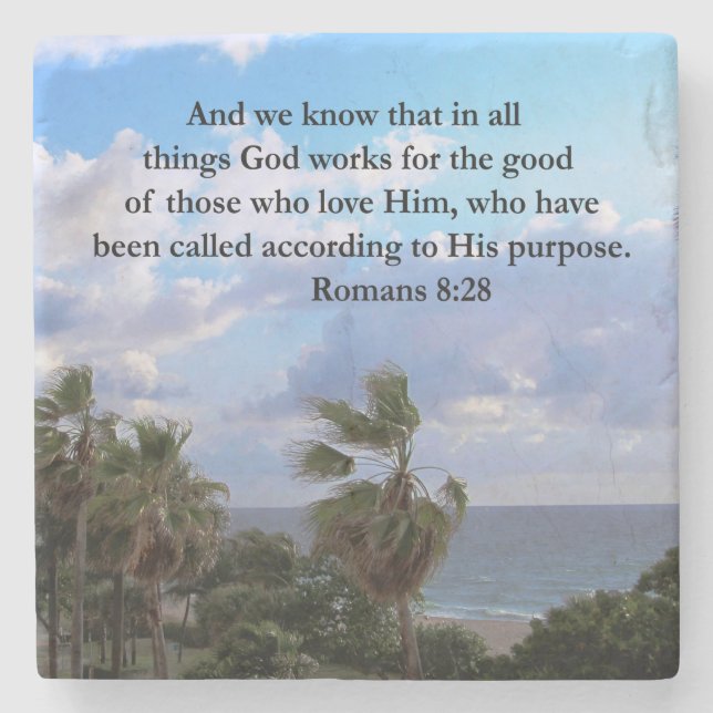 INSPIRING ROMANS 8:28 DESIGN UNDERLÄGG STEN (Framsidan)