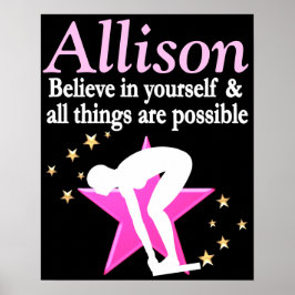 INSPIRING ROSA PERSONLIG GIRL SWIMMER POSTER