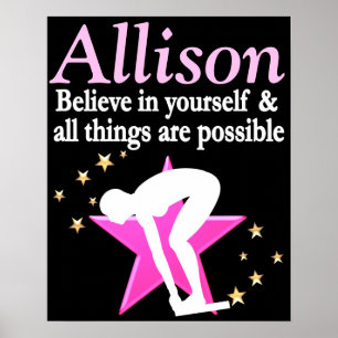 INSPIRING ROSA PERSONLIG GIRL SWIMMER POSTER